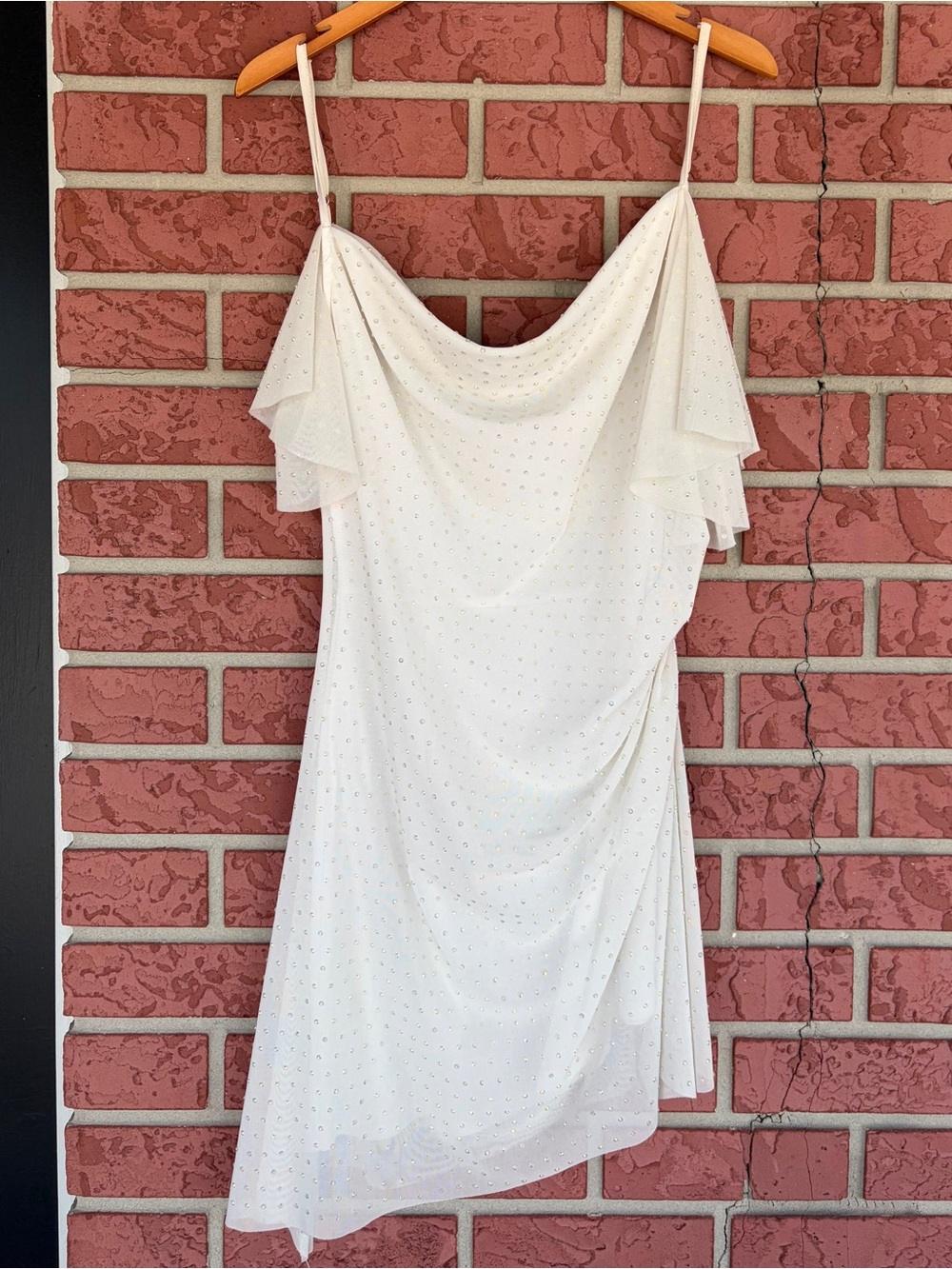 iris White Draped Spaghetti-Strap Mini Dress